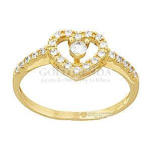 ANILLO CORAZON CONTORNO 14K