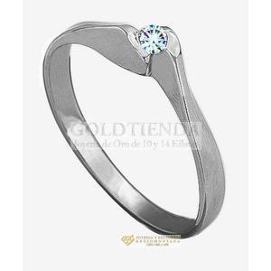 ANILLO DIAMANTE BISEL BCO 8P 14K