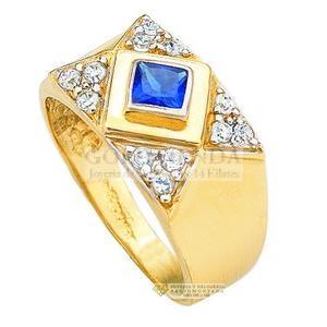 ANILLO GEOMETRIA CABALLERO AZUL 10K