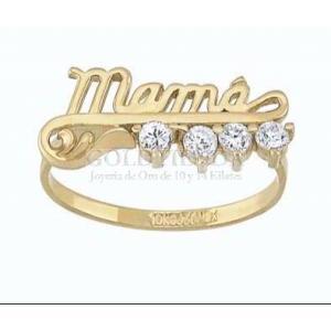 ANILLO MAMA 4 CIRCONIAS 10K