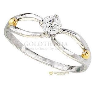 ANILLO SOLITARIO 2 BOLITAS ORO BLCO 10K