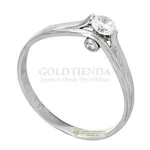 ANILLO SOLITARIO 2 CIRC BLANCO 14K