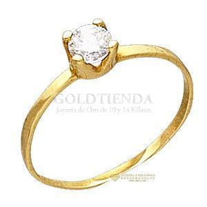 ANILLO SOLITARIO ANGOSTO 14K