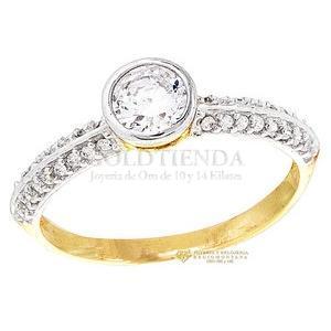 ANILLO SOLITARIO BISEL MULTIP PIEDRA 10K