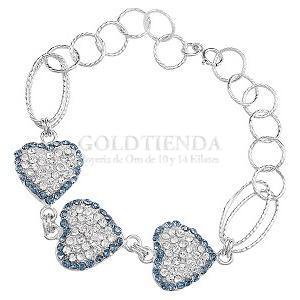 PULSERA CORAZON MULTIPLE PIEDRA .925