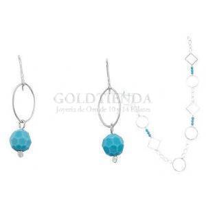 SET TURQUESA ARETE-GARGANTILLA .925